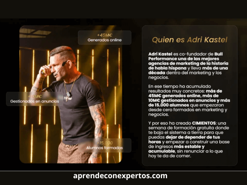 Adri Castel explicando su trayectoria en marketing digital y la formación Cimientos Empresariales para emprendedores